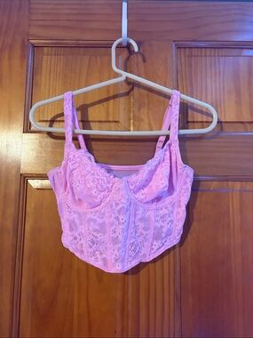 Urban Outfitters Pink Lace Longline Bralette